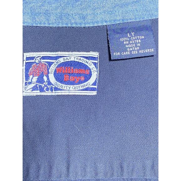 Williams Bay Button Up Shirt Men's Large Tall Solid Blue Long Sleeve - Picture 3 of 7